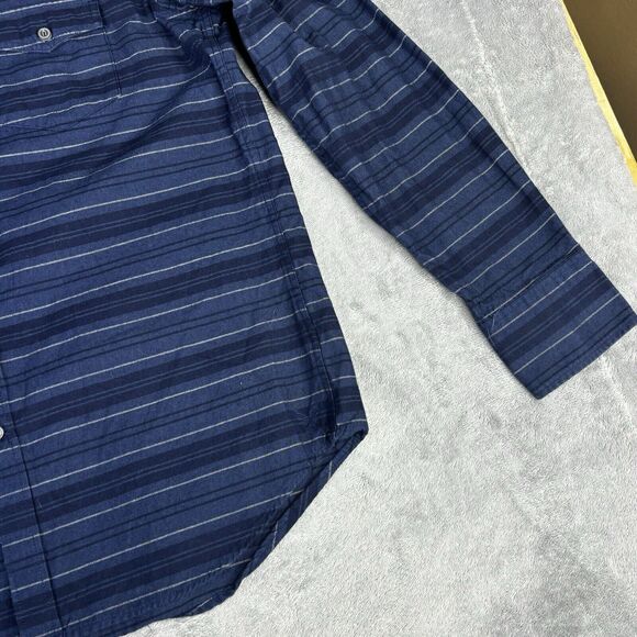 AMERICAN EAGLE Shirt Mens M Slim Fit Blue Stripe Lightweight Flannel Button Down - Picture 7 of 11